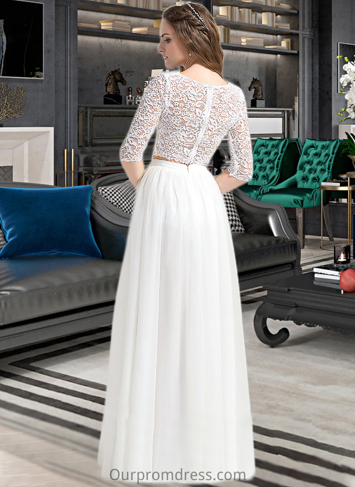 Cheyenne A-Line Scoop Neck Floor-Length Tulle Wedding Dress HDP0013787