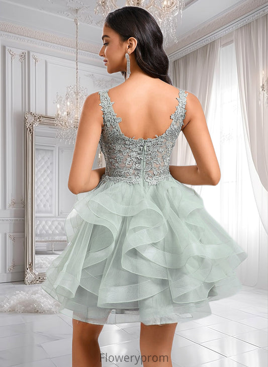 Maleah Ball-Gown/Princess V-Neck Short Tulle Lace Homecoming Dress HDP0025671