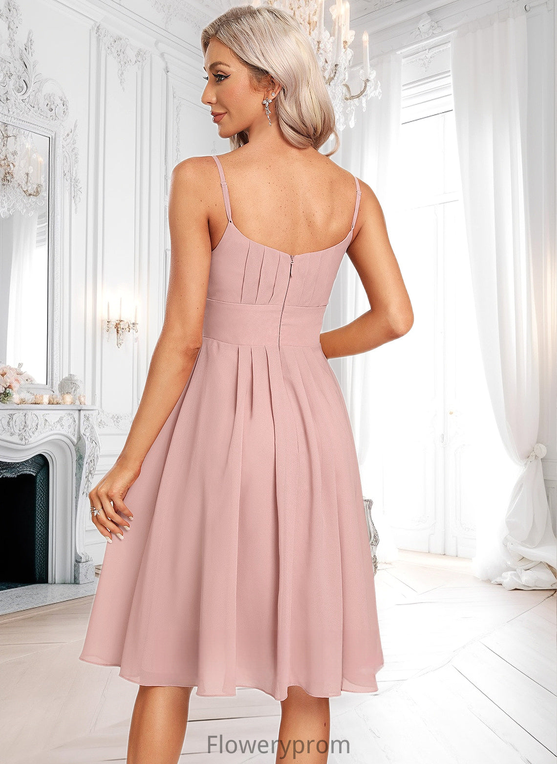 Rebecca A-line Scoop Knee-Length Chiffon Homecoming Dress HDP0025686