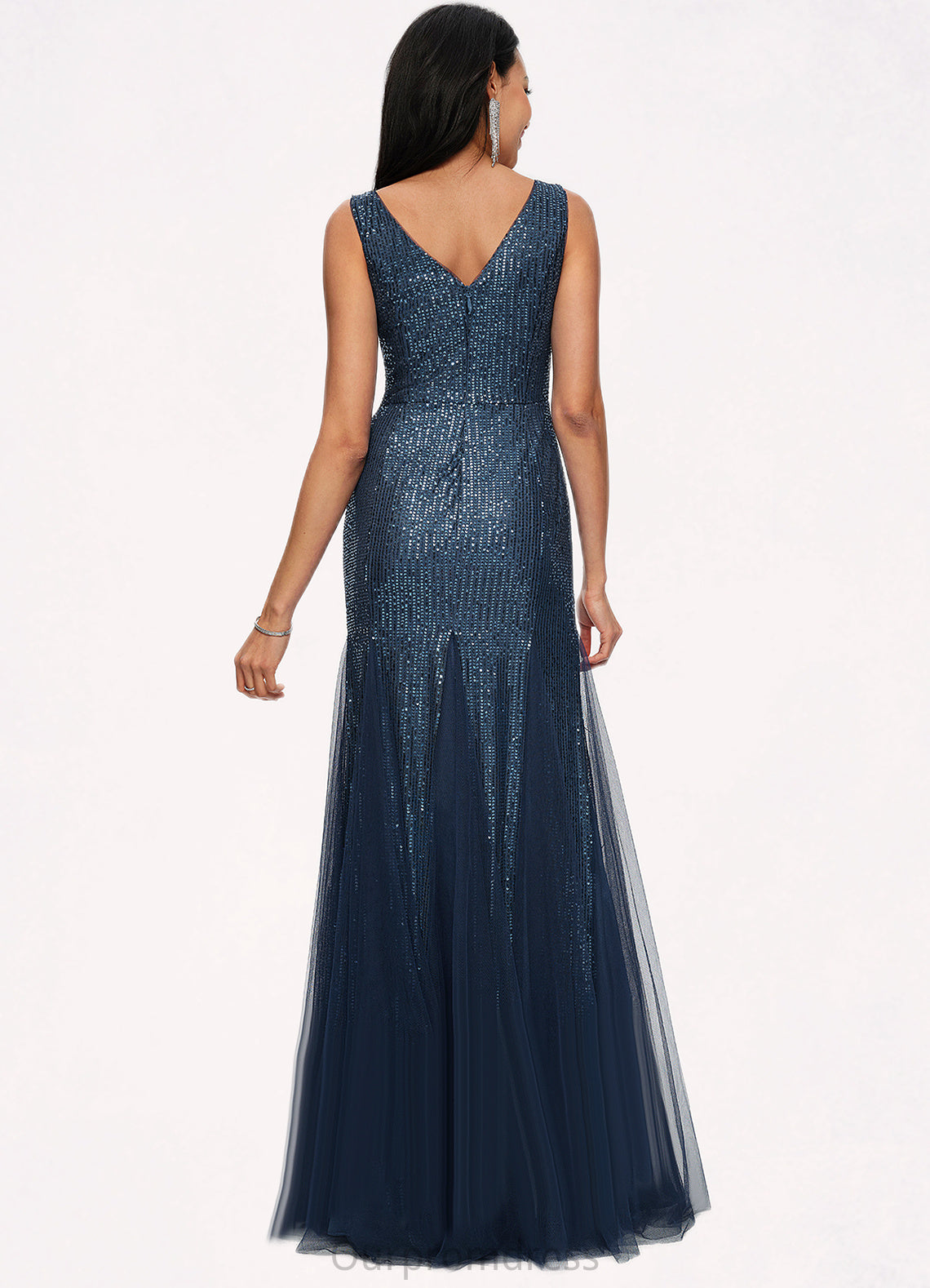 Denise Sheath/Column V-Neck Floor-Length Sequin Prom Dresses HDP0022218