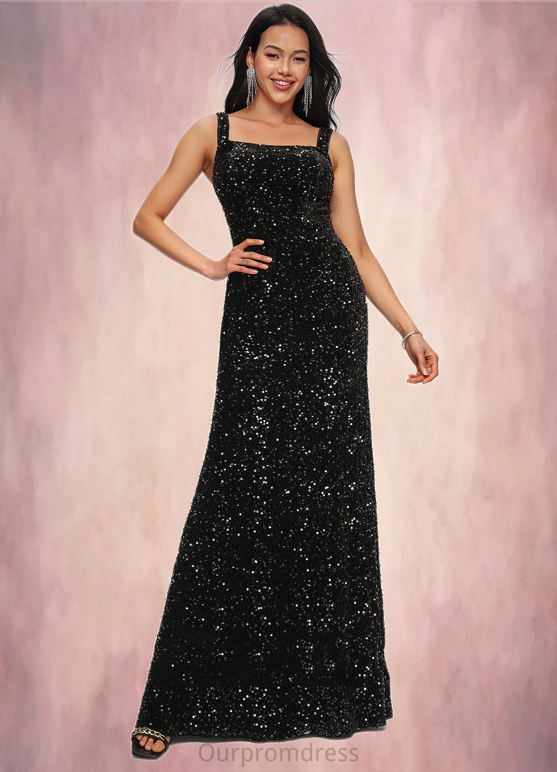 Alaina Sheath/Column Scoop Floor-Length Sequin Prom Dresses HDP0022228