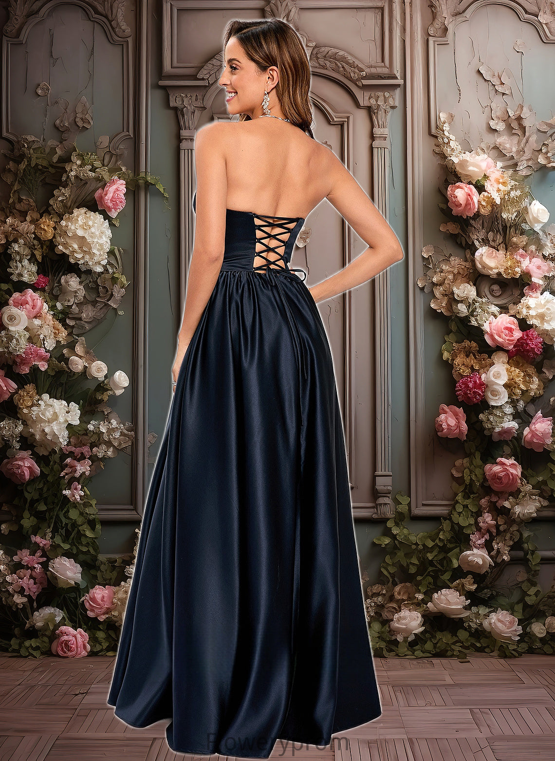 Cheyenne Ball-Gown/Princess V-Neck Floor-Length Satin Prom Dresses HDP0025840