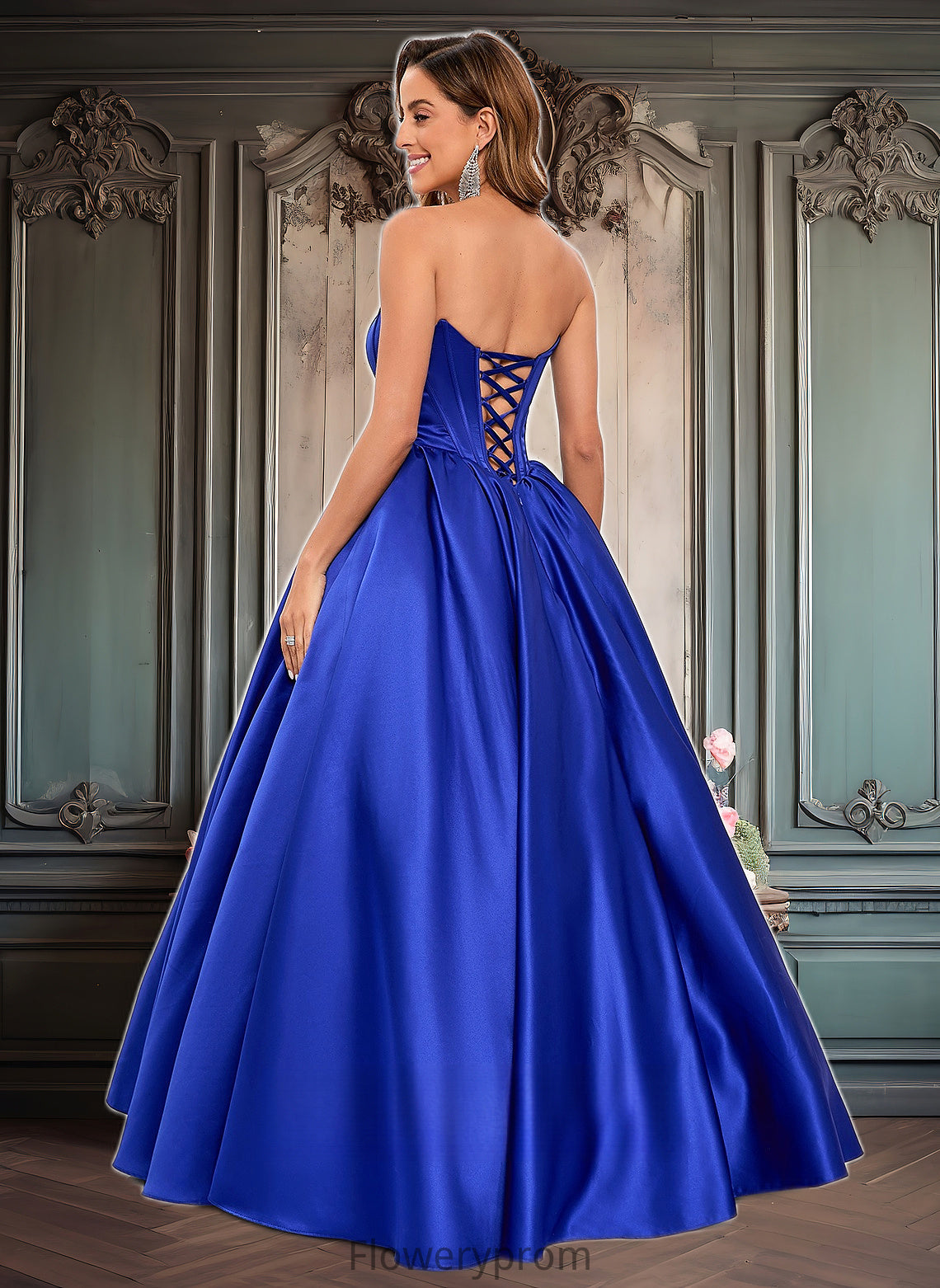 Beryl Ball-Gown/Princess Straight Floor-Length Satin Prom Dresses HDP0025831