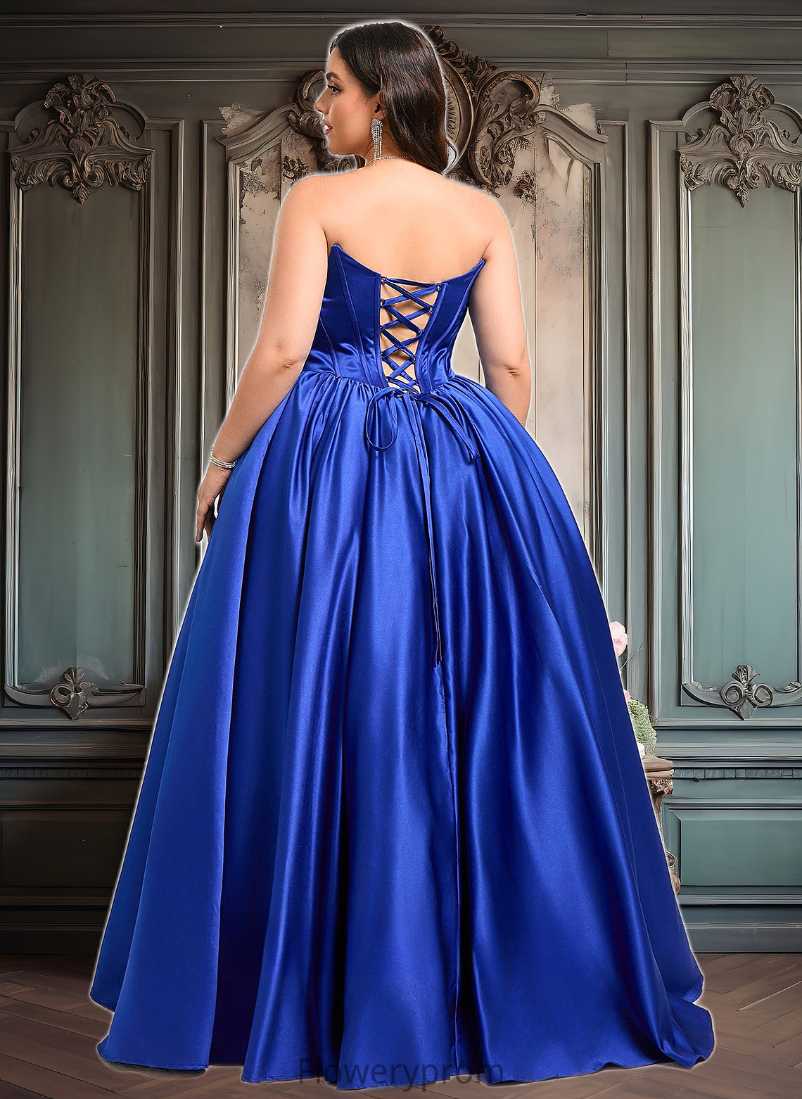 Beryl Ball-Gown/Princess Straight Floor-Length Satin Prom Dresses HDP0025831