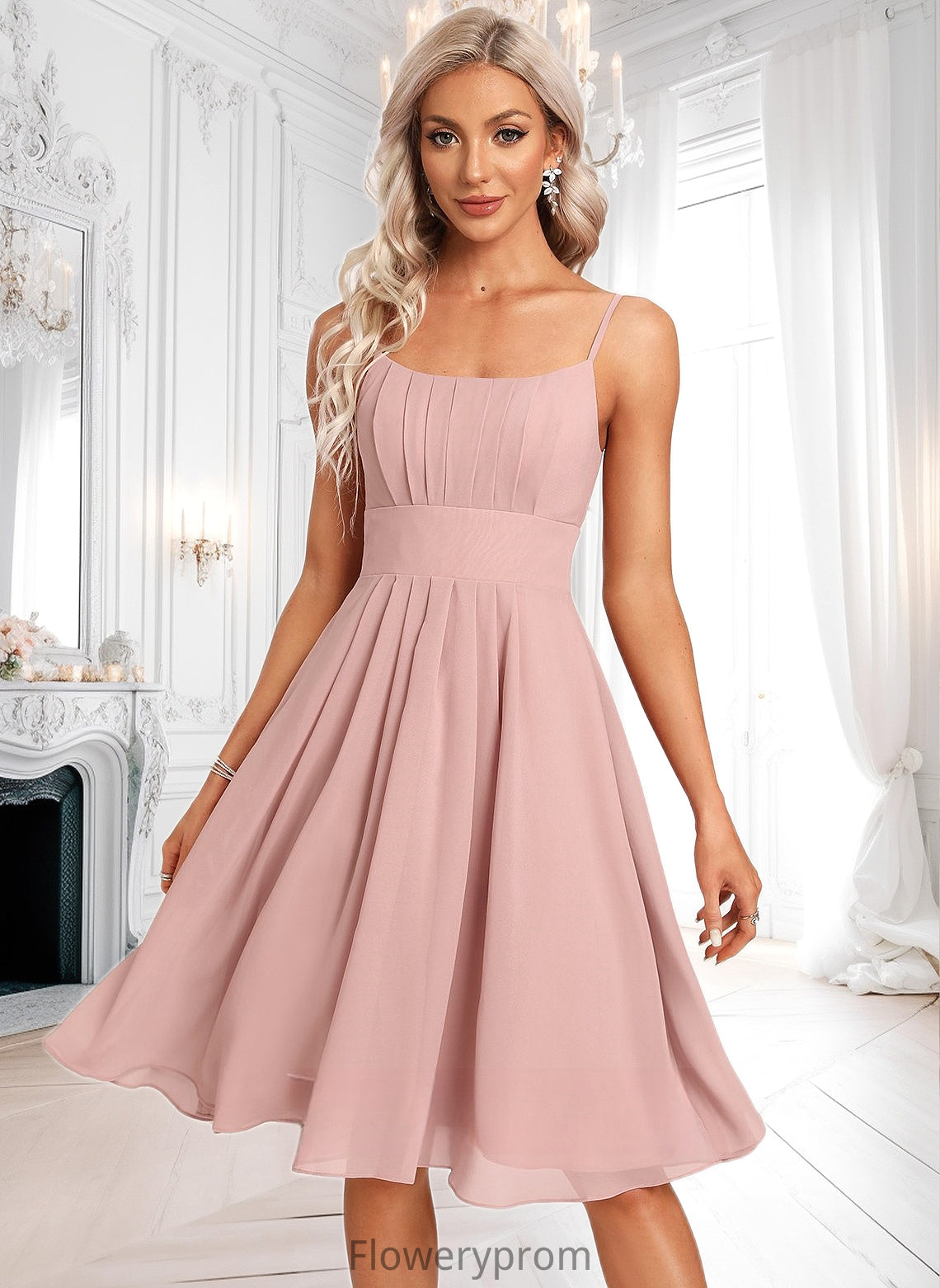 Rebecca A-line Scoop Knee-Length Chiffon Homecoming Dress HDP0025686