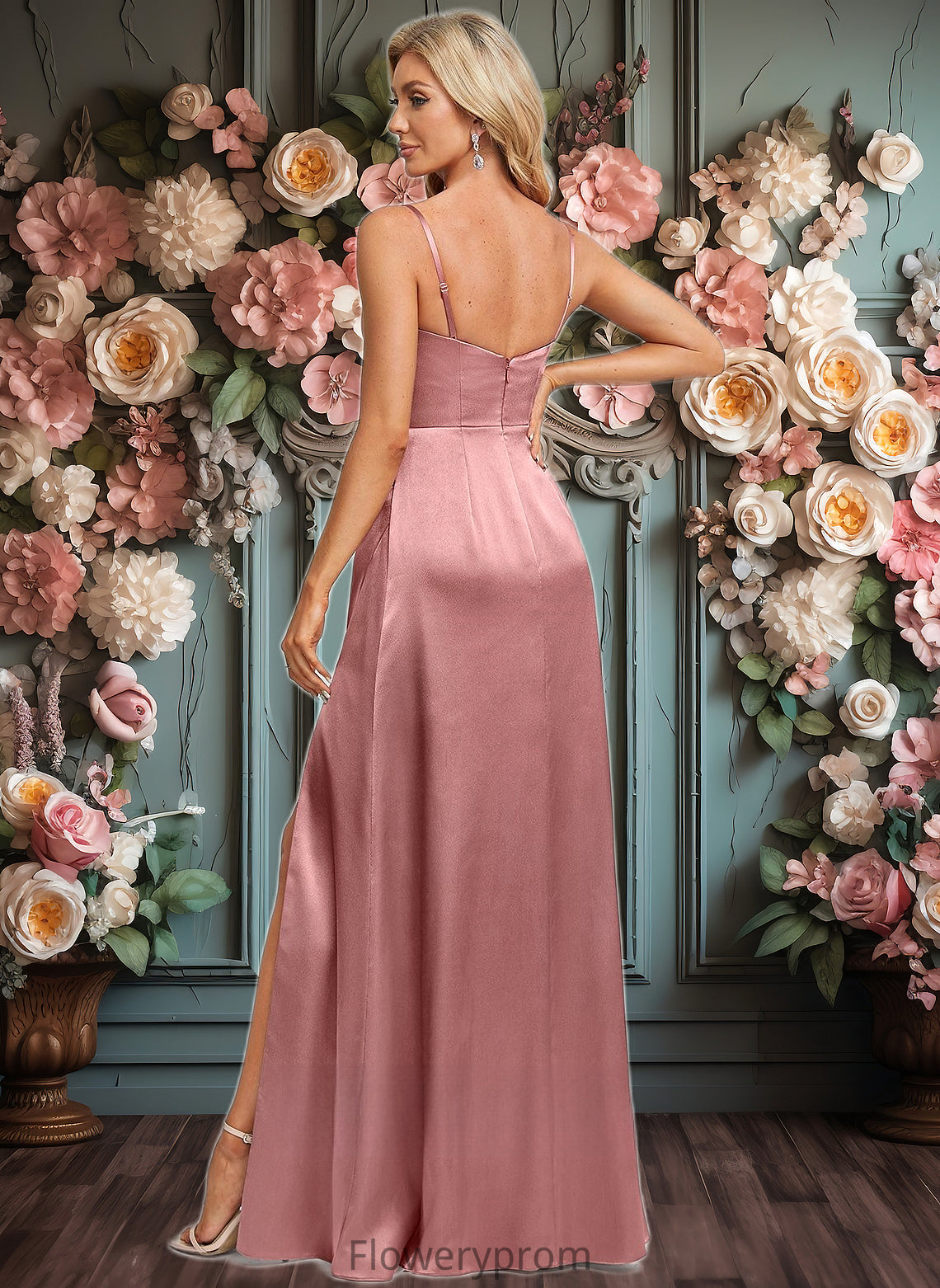 Reyna A-line Cowl Floor-Length Stretch Satin Prom Dresses HDP0025881