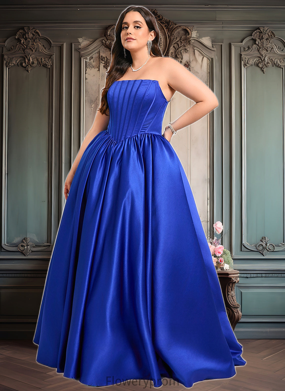 Beryl Ball-Gown/Princess Straight Floor-Length Satin Prom Dresses HDP0025831