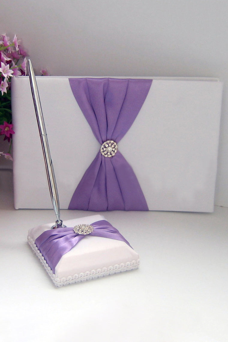 Splendor Rhinestones/Bow Guestbook & Pen Set