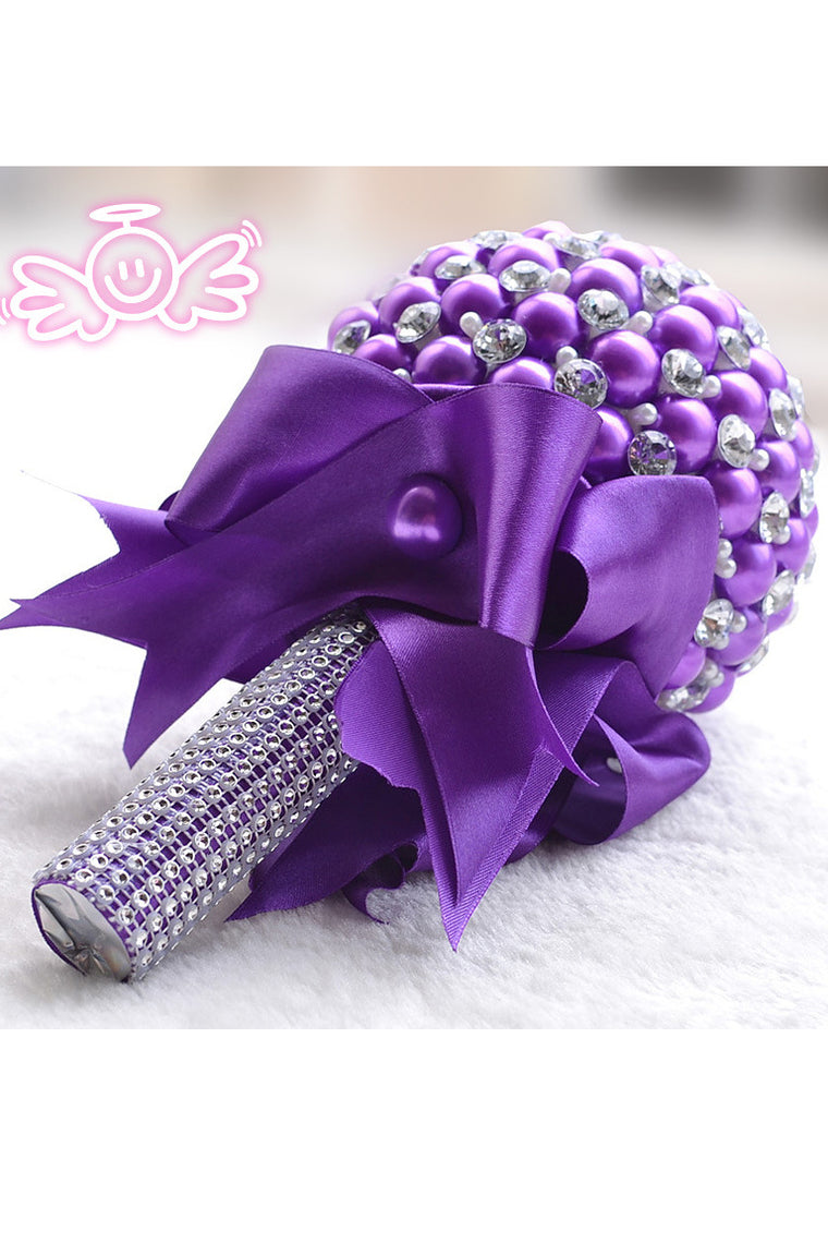 Eye-Catching Round Pearl/Ribbon Bridal Bouquets