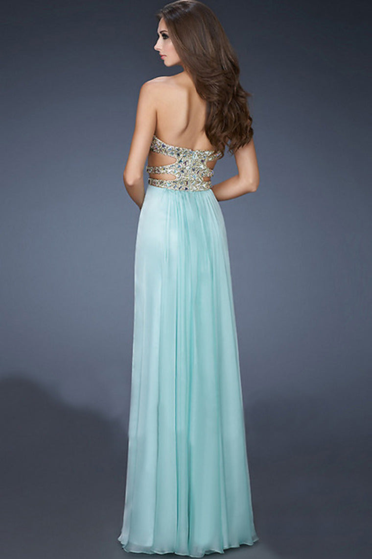 2024 Big Clearance Prom Dresses A-Line Sweetheart Chiffon Floor Length With Beading/Sequins