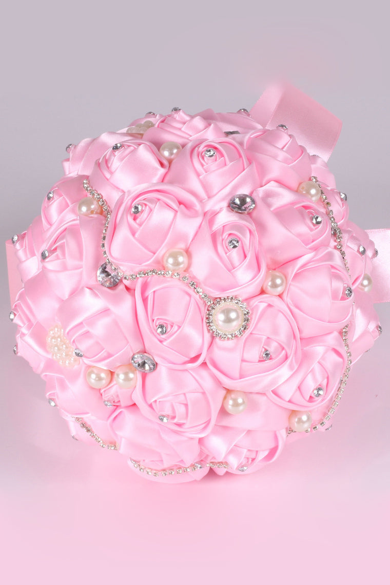 Pretty Round Satin/Pearl/Rhinestone Bridal Bouquets