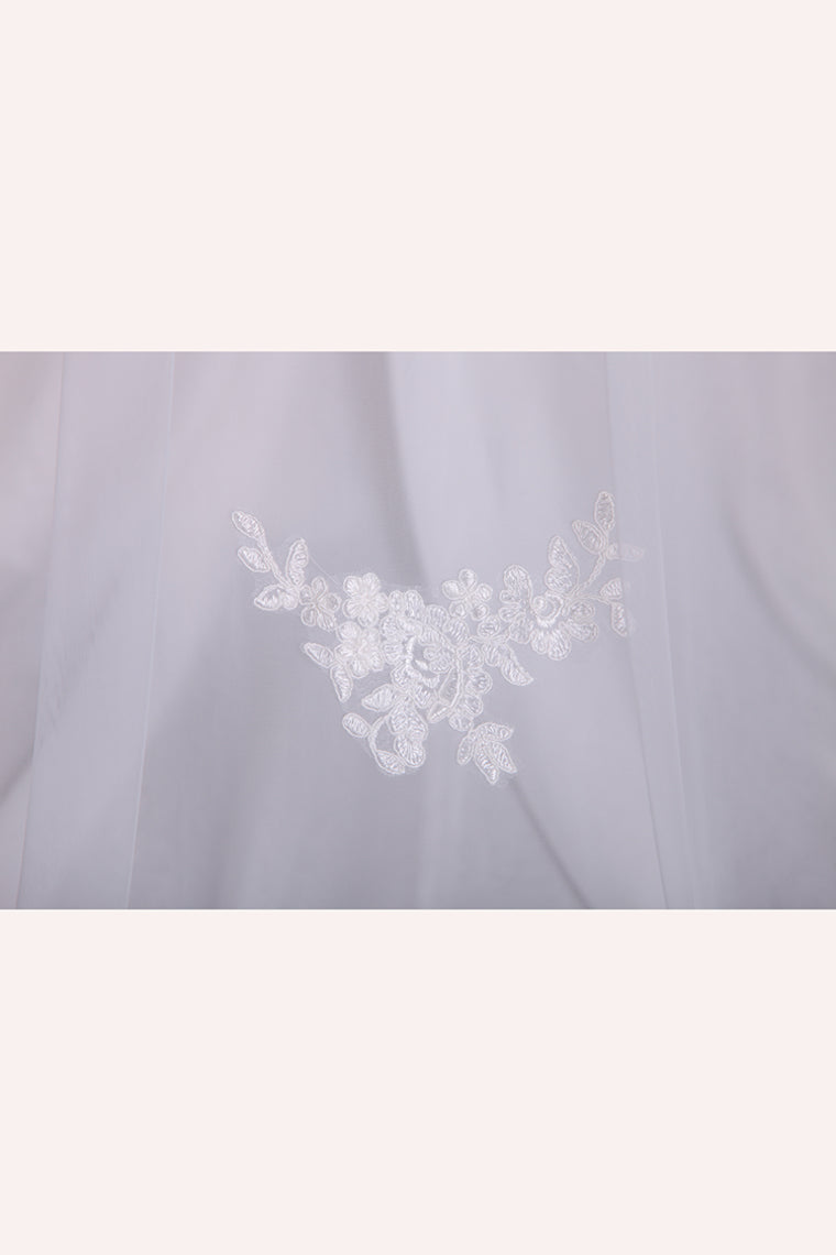 Gorgeous Two-Tier Cathedral Bridal Veils With Applique