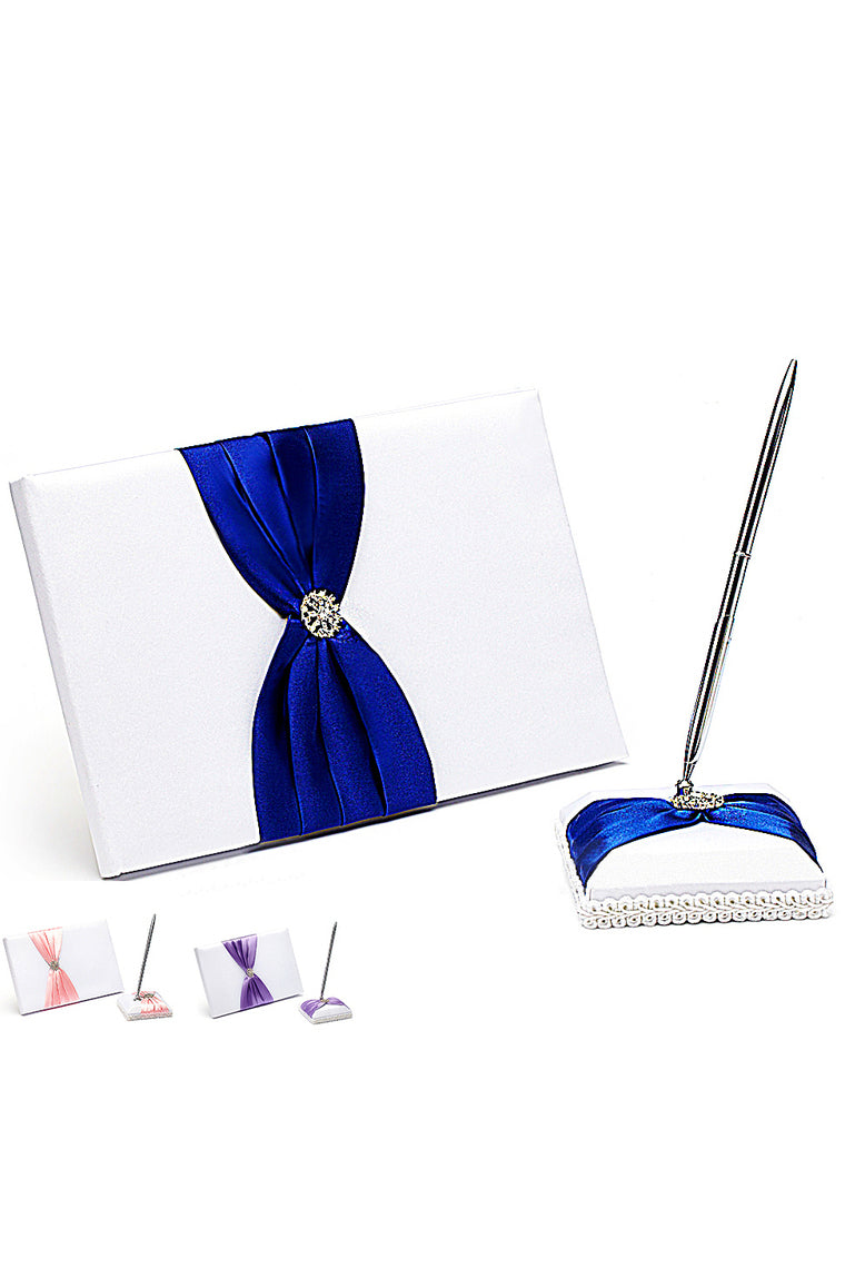 Splendor Rhinestones/Bow Guestbook & Pen Set