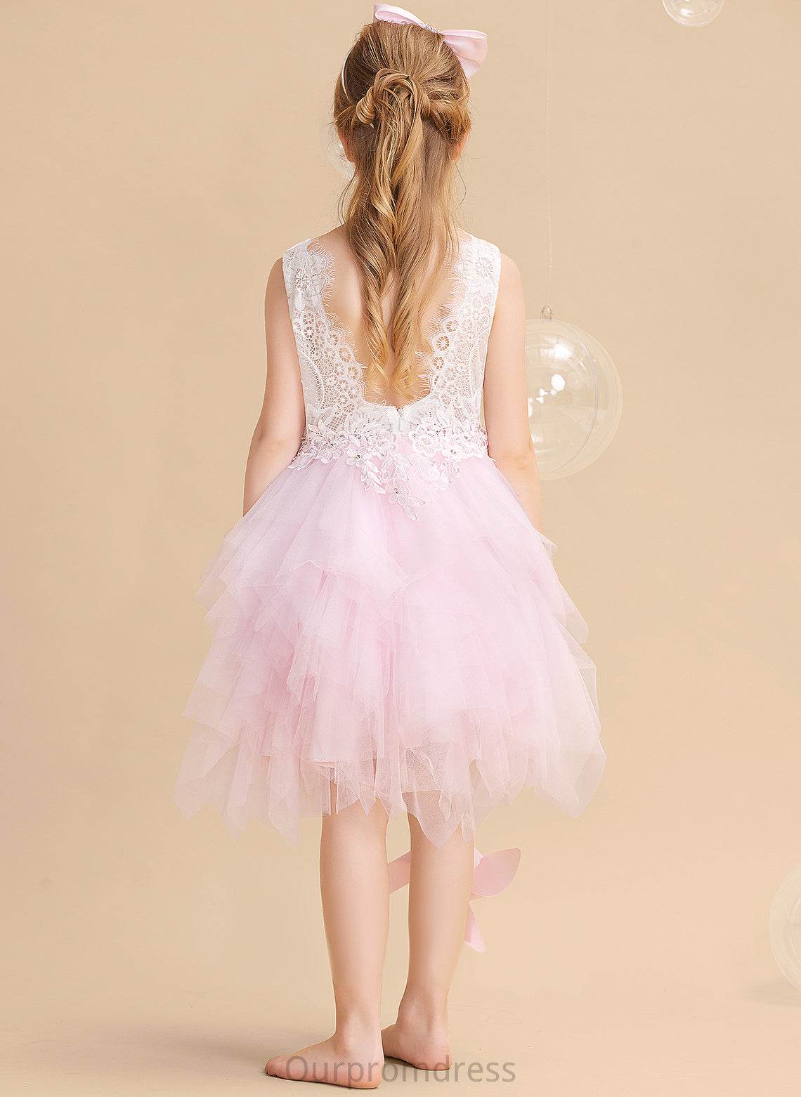 Sleeveless - Flower Flower Girl Dresses Dress Scoop Girl With Tulle/Lace Carla Knee-length Ball-Gown/Princess Back Neck Lace/Beading/Sequins/V