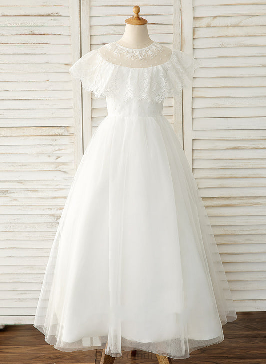 A-Line Dress - Neck Girl Flower Scoop Floor-length Tulle/Lace Princess Sleeveless Flower Girl Dresses