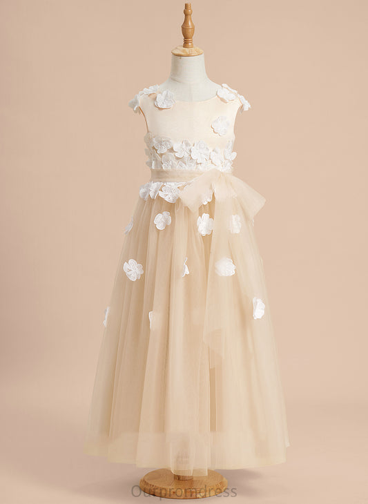 With Tulle Girl Scoop - Sleeveless Dress Flower Kinsley Lace/Flower(s) Flower Girl Dresses Ankle-length A-Line Neck