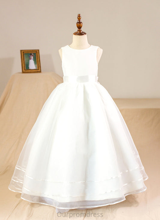 Flower Bow(s) Flower Girl Dresses Dress Floor-length Neck included) With - Ball-Gown/Princess Organza/Satin Girl NOT Alicia (Petticoat Scoop Sleeveless