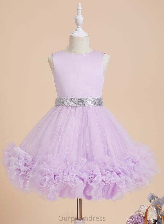 Flower(s)/Sequins - Girl With Neck Flower Girl Dresses Satin/Tulle Knee-length Sleeveless Sophie Ball-Gown/Princess Dress Flower Scoop