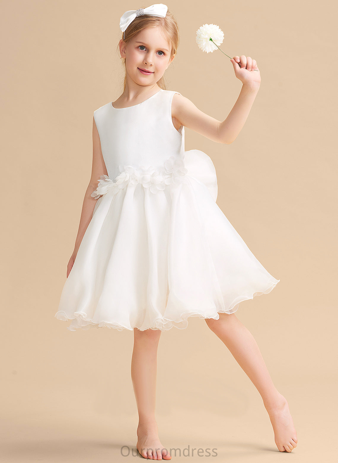 Dress Girl Flower Flower Girl Dresses - Neck Sleeveless A-Line Scoop Saige Organza Knee-length