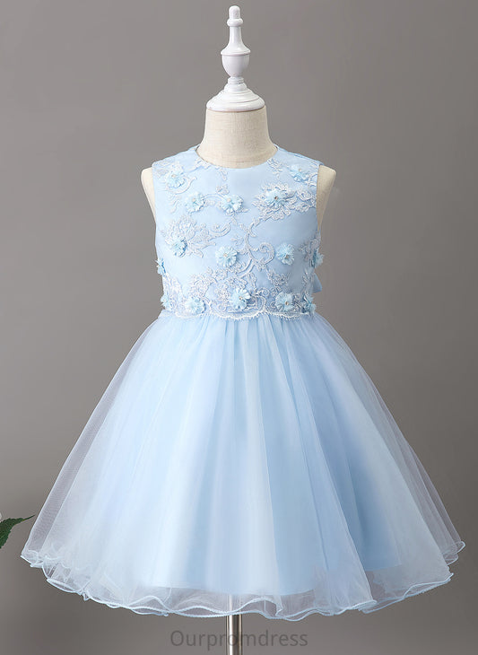 Flower(s) Girl Flower Flower Girl Dresses Neck Knee-length A-Line With Paola Dress Scoop Sleeveless Tulle/Lace -