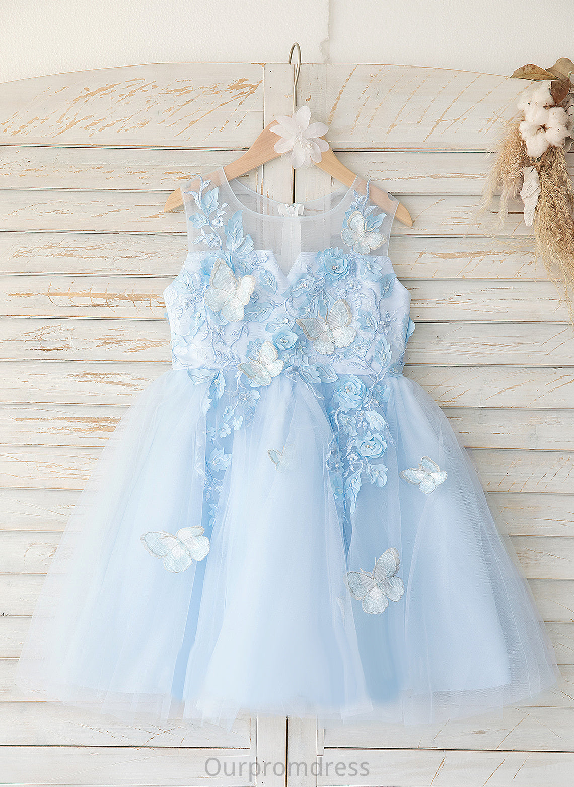 Sleeveless A-Line Jaelyn Flower Girl Dresses Flower Girl Dress Scoop Neck - Tulle/Lace Knee-length