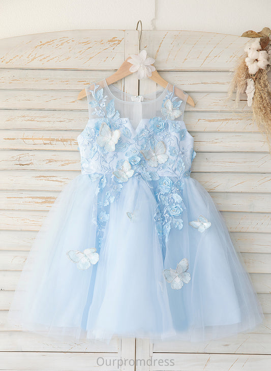 Sleeveless A-Line Jaelyn Flower Girl Dresses Flower Girl Dress Scoop Neck - Tulle/Lace Knee-length