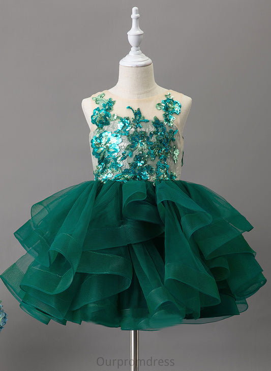 Scoop Dress - Knee-length Ball-Gown/Princess Sleeveless Neck Tulle/Lace/Sequined Girl Flower Girl Dresses Emery Flower