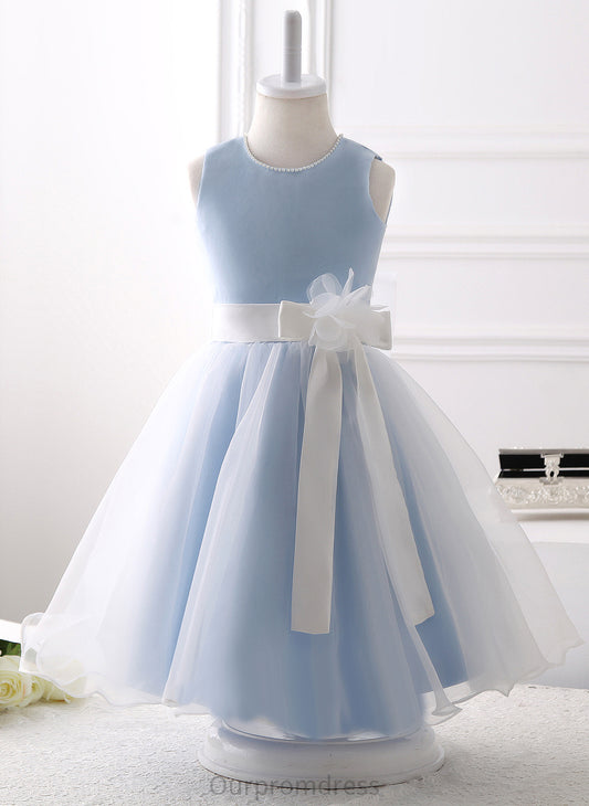 - Scoop Dress With Sleeveless Girl Neck Flower Girl Dresses Knee-length Flower Kamila Beading/Flower(s)/Bow(s) Organza A-Line