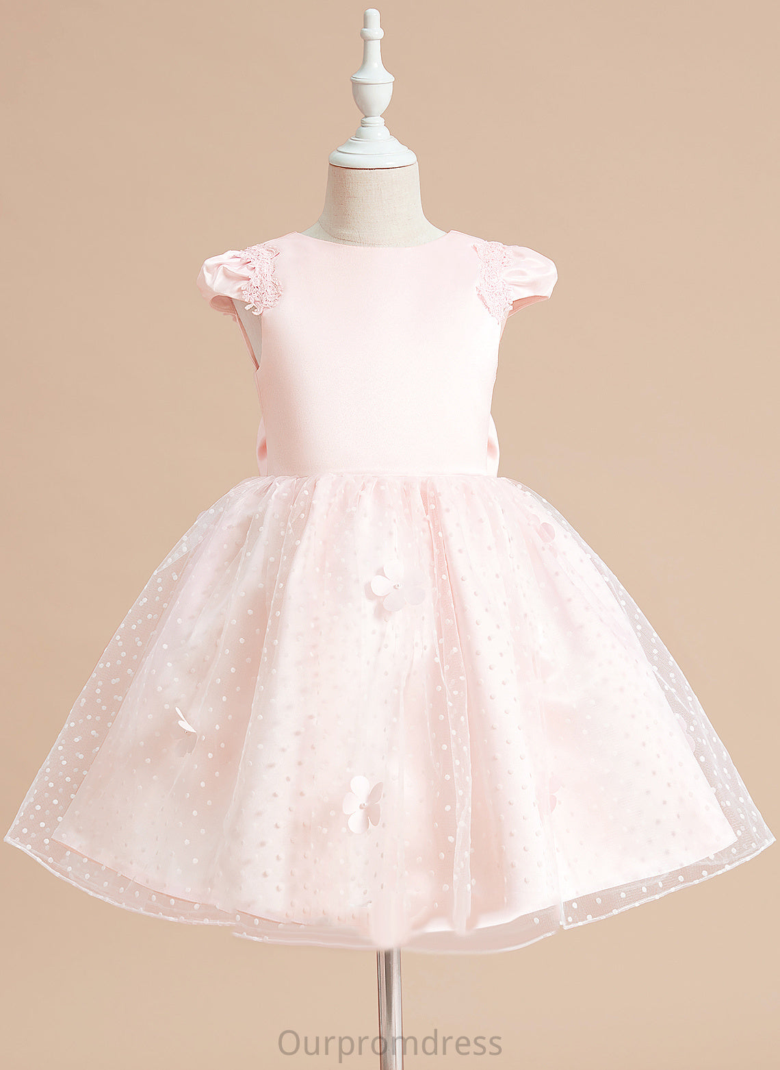 Thalia Bow(s) Neck Sleeveless Flower Girl Dresses Scoop Dress - Ball-Gown/Princess Girl With Flower Knee-length Satin/Tulle