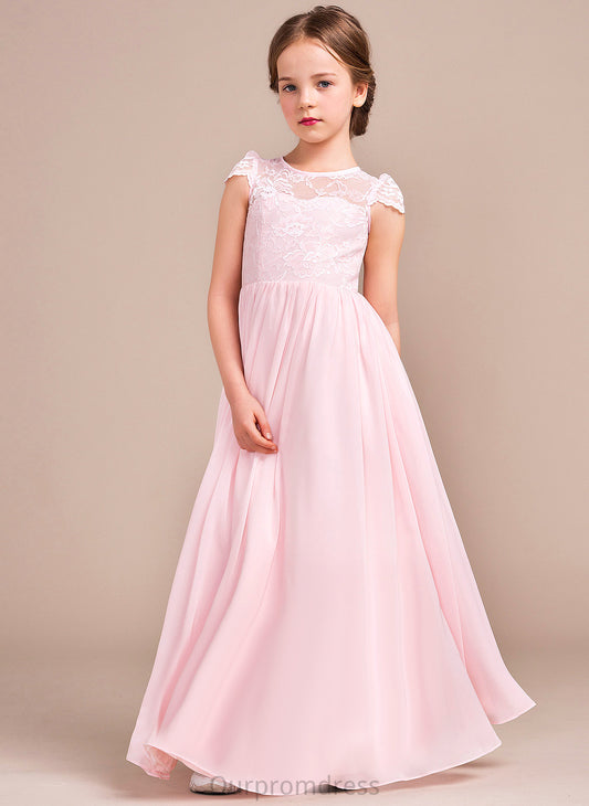 Jolie - Chiffon/Lace Dress Floor-length Flower Girl Dresses Flower Neck Girl A-Line/Princess Sleeveless Scoop