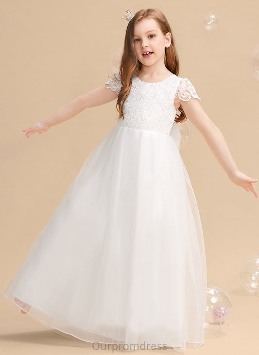 Flower Girl Dresses Short Dress Flower Bow(s) Neck Sleeves - Floor-length Scoop Cailyn With Ball-Gown/Princess Tulle/Lace Girl