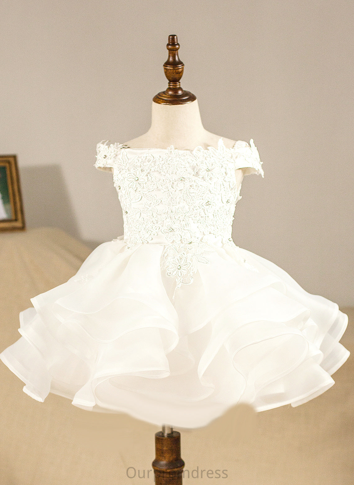 Girl Janiyah Off-the-Shoulder Flower Girl Dresses Organza Ball-Gown/Princess - Sleeveless Knee-length Dress Flower