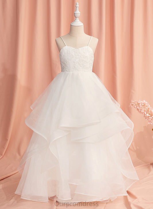 Sweetheart/Straps Flower Flower Girl Dresses Dress Lace/Flower(s) Girl Patricia Floor-length Tulle Ball-Gown/Princess - With Sleeveless