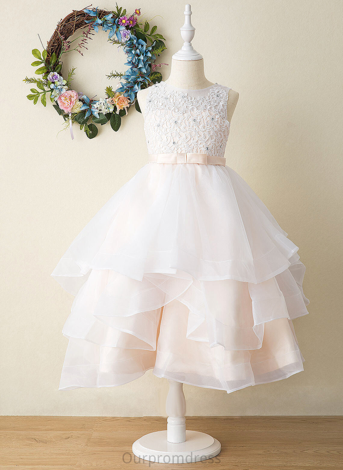 Tea-length Girl Dress Tulle/Lace Flower Girl Dresses Flower Ball-Gown/Princess - Neck Sleeveless Scoop Nathaly