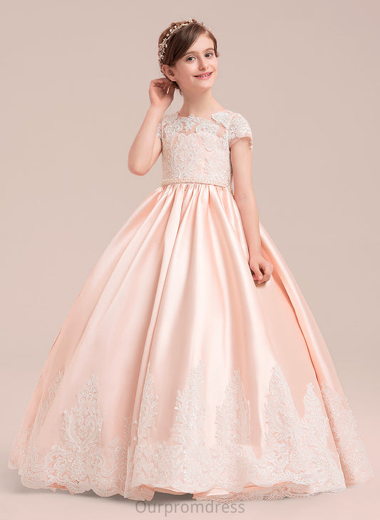 Floor-length included) Neck Scoop Dress Flower Girl Dresses Sleeves - Ball Gown Flower Jenny Satin/Tulle/Lace Short NOT (Petticoat Girl With Beading