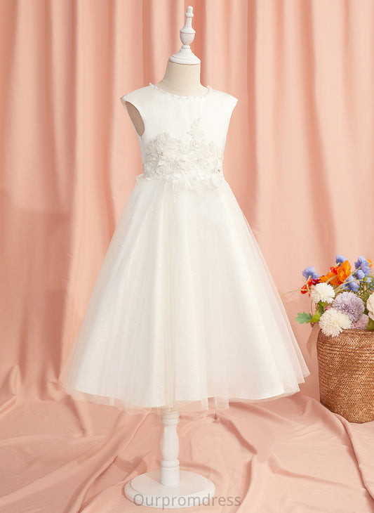 Dress Scoop - With Tulle Sleeveless Amy Flower Lace/Beading/Flower(s) Flower Girl Dresses Ball-Gown/Princess Tea-length Neck Girl