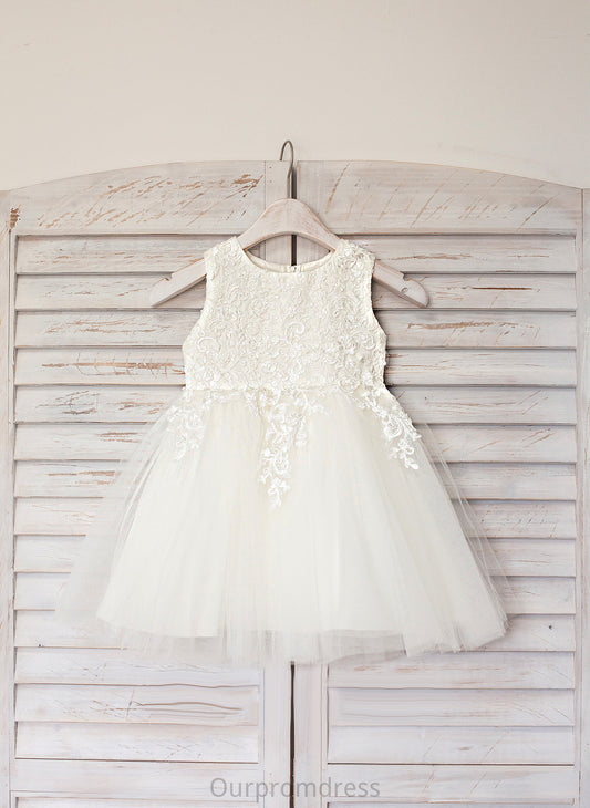 Janet Knee-length - Dress Girl A-Line Sleeveless With Satin/Tulle Scoop Lace Flower Girl Dresses Neck Flower