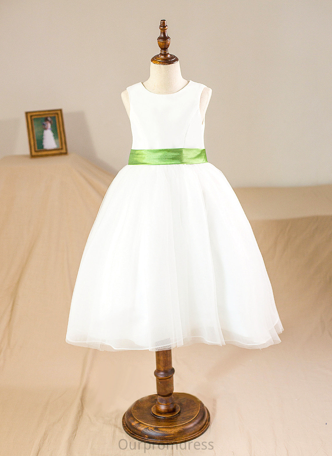 Sash Neck Dress Flower Scoop Knee-length Nicky Ball Tulle Flower Girl Dresses - Girl Gown With Sleeveless