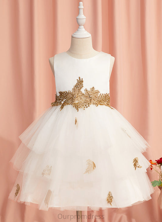 Neck Sleeveless Flower Girl Dresses Lace/Beading Paris - Dress Ball-Gown/Princess Knee-length Tulle With Scoop Girl Flower