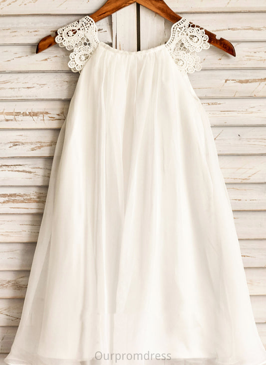 Scoop A-Line Marley Neck With - Dress Lace Knee-length Sleeveless Flower Girl Flower Girl Dresses Chiffon