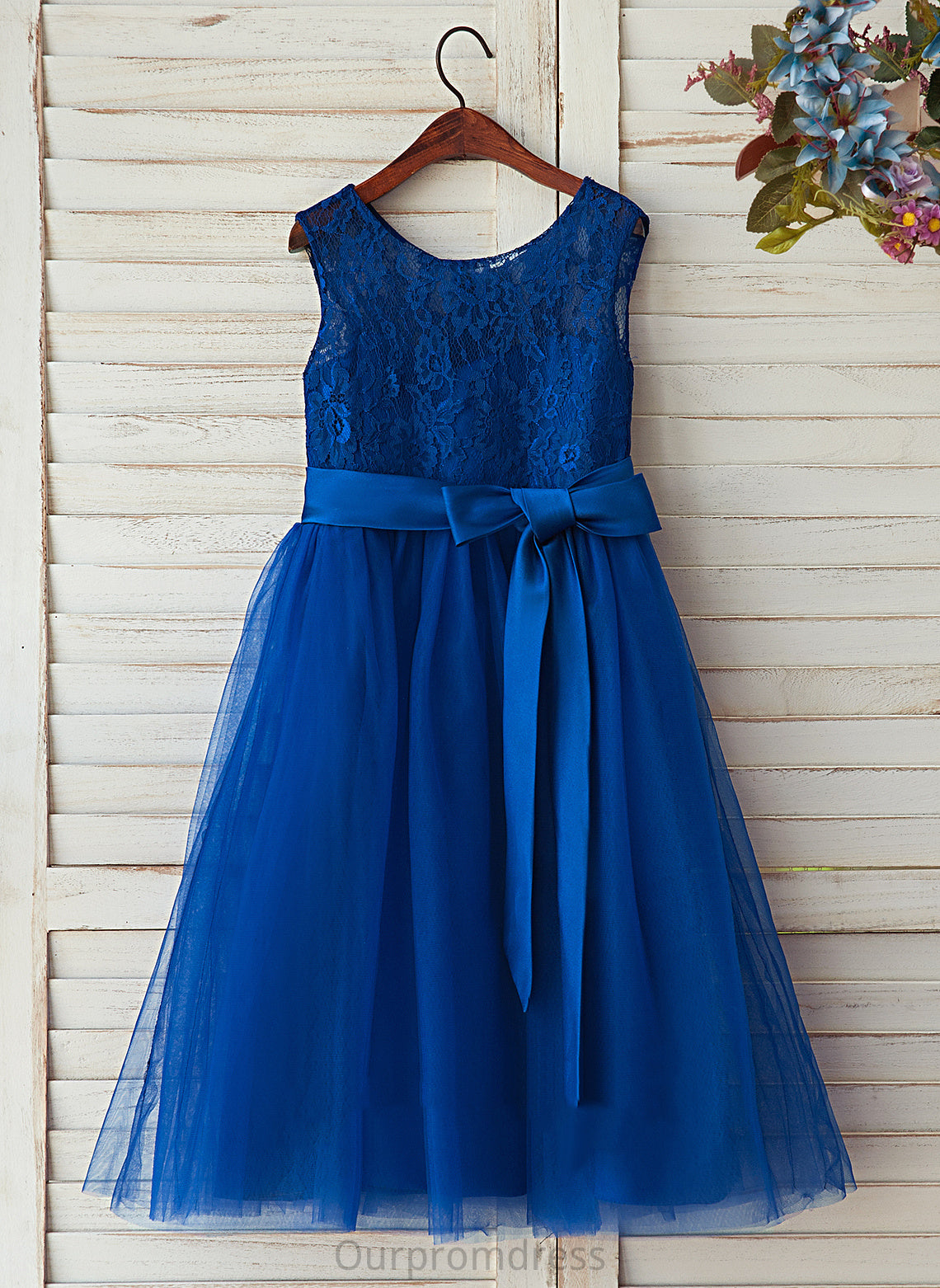 Flower Sleeveless Flower Girl Dresses Scoop Cornelia Tea-length - Dress Satin/Tulle/Lace Neck Girl A-Line