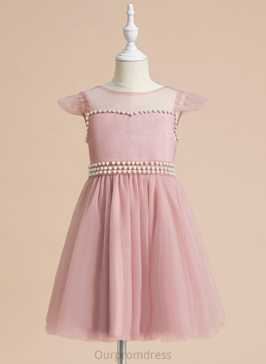 Scoop Sleeveless Flower Girl Dresses Amiyah Dress Neck Satin/Tulle - With A-Line Flower Girl Knee-length Beading/Bow(s)