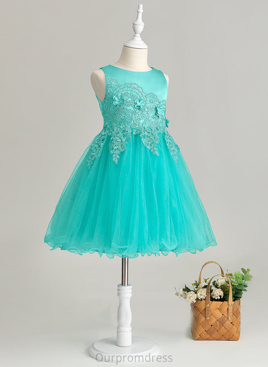 Dress Girl Neck Flower(s) Tamia A-Line Flower Scoop Flower Girl Dresses Knee-length Satin/Tulle/Lace Sleeveless With -