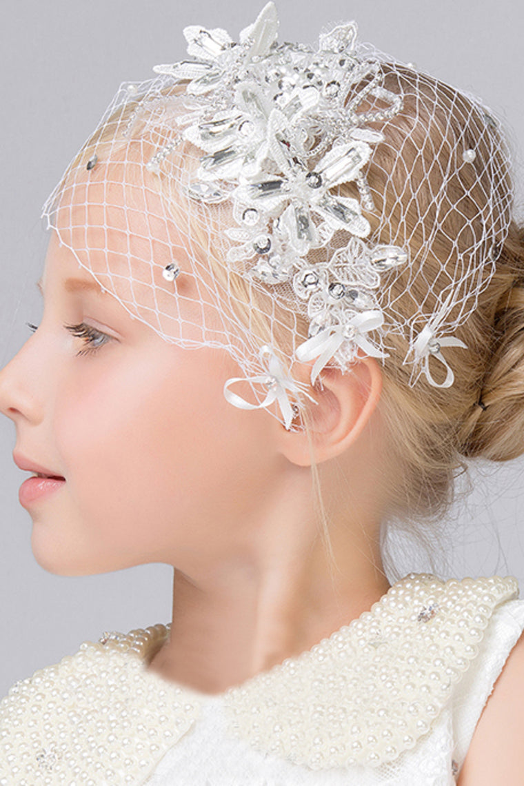 Flower Girl'S Lace / Net Headpiece With Beading