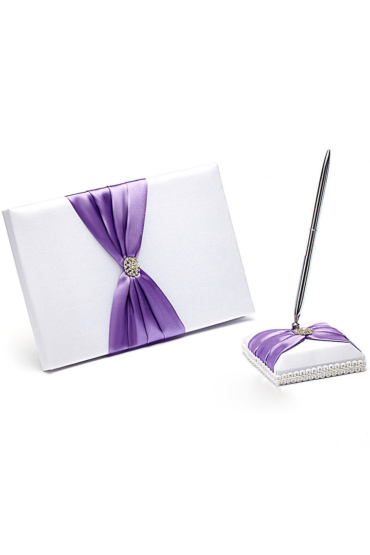 Splendor Rhinestones/Bow Guestbook & Pen Set