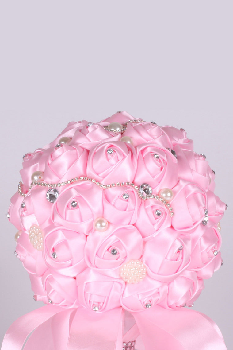 Pretty Round Satin/Pearl/Rhinestone Bridal Bouquets