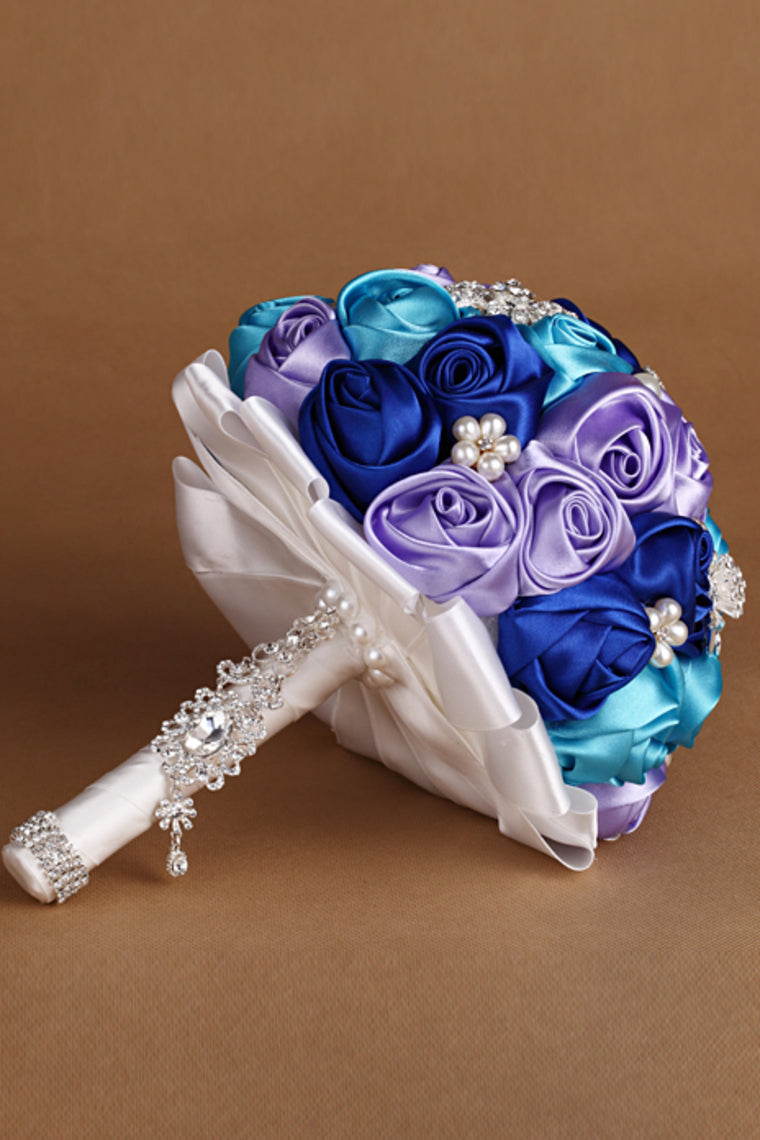 Round Roses Rhinestone Brooch Crystal Roses Wedding Bouquet (26*22cm)