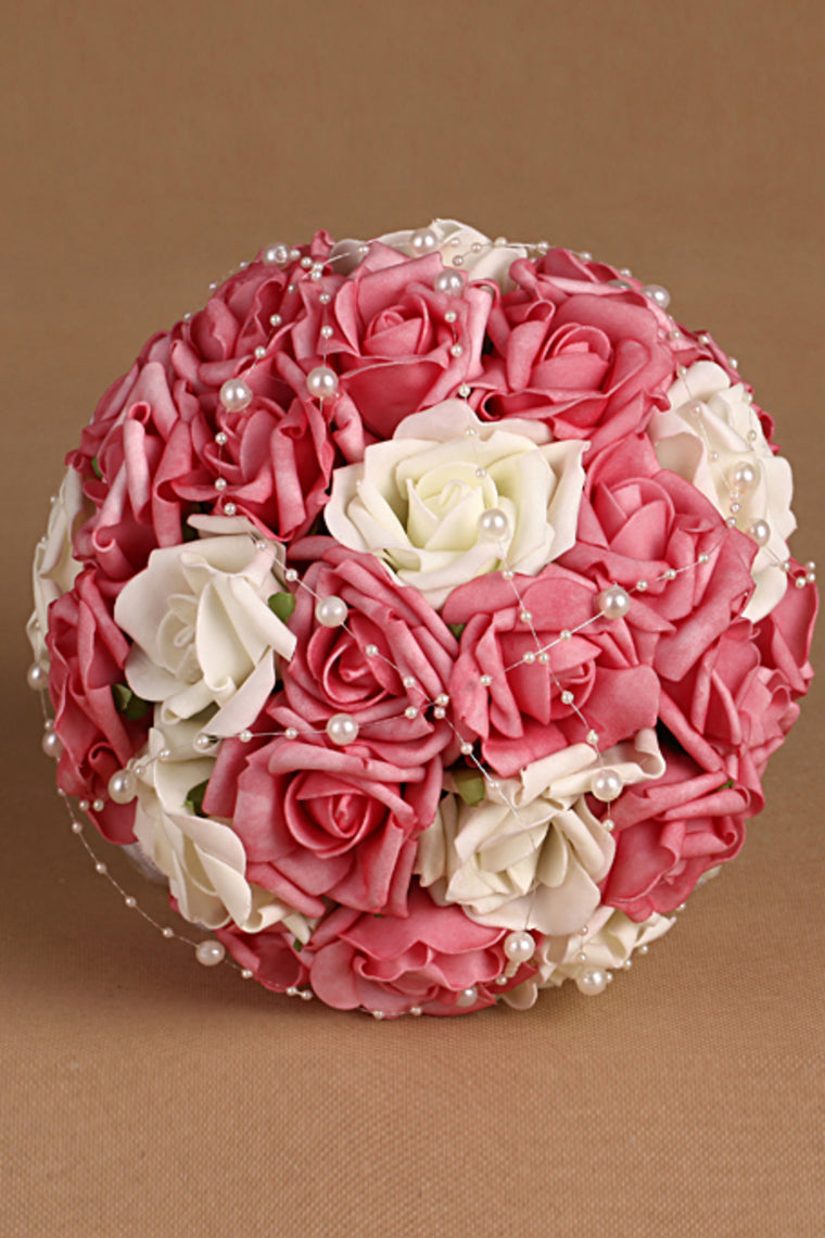 Beautiful Pearl Round Roses Bouquets Wedding Flowers (22*20cm)