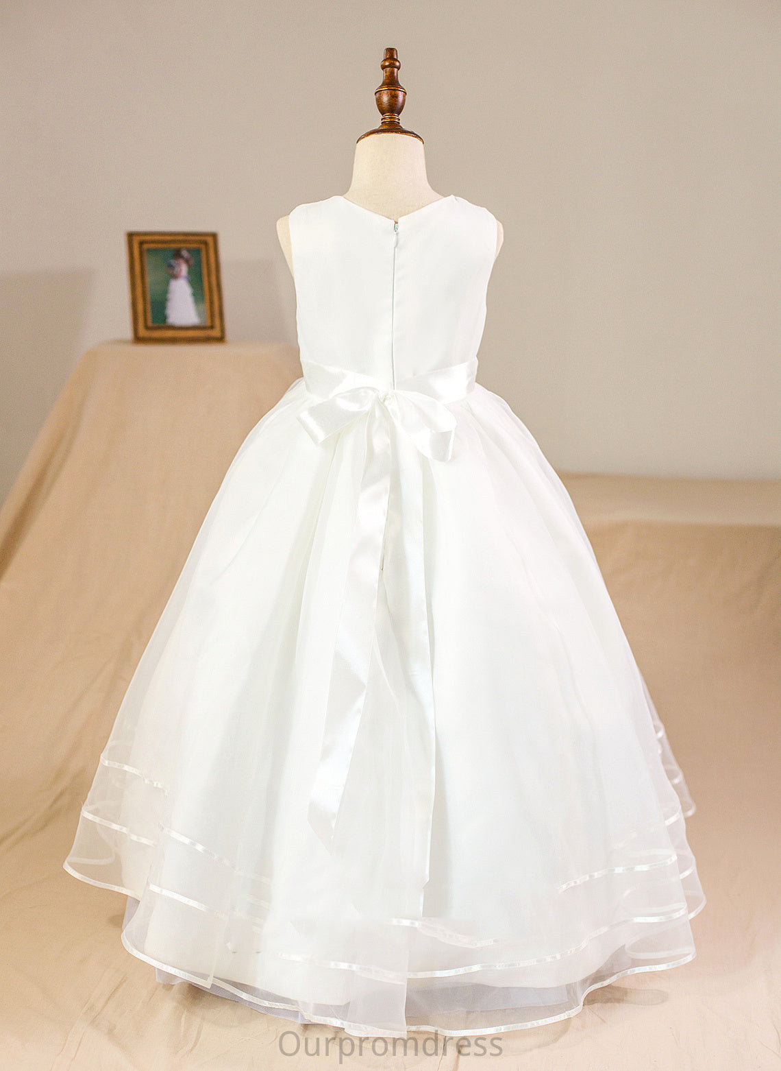 Flower Bow(s) Flower Girl Dresses Dress Floor-length Neck included) With - Ball-Gown/Princess Organza/Satin Girl NOT Alicia (Petticoat Scoop Sleeveless