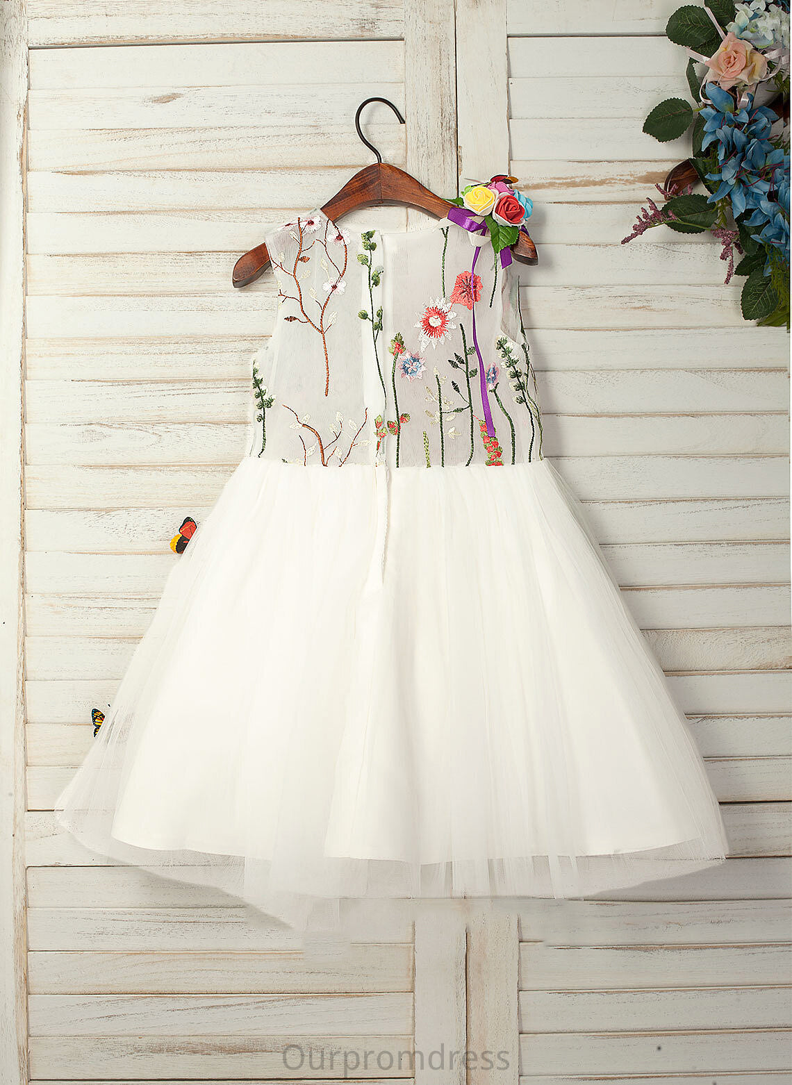 Dress Flower Girl Dresses Girl Tricia Tulle/Lace Knee-length - Sleeveless Neck Flower Scoop A-Line With Flower(s)